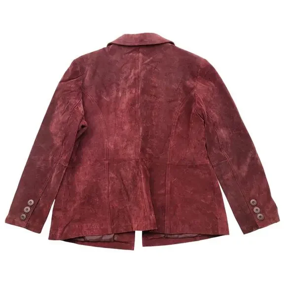 Wilsons Leather Maxima Jacket Women's XL Maroon Suede Lined Vintage 90s Y2K - Picture 2 of 16